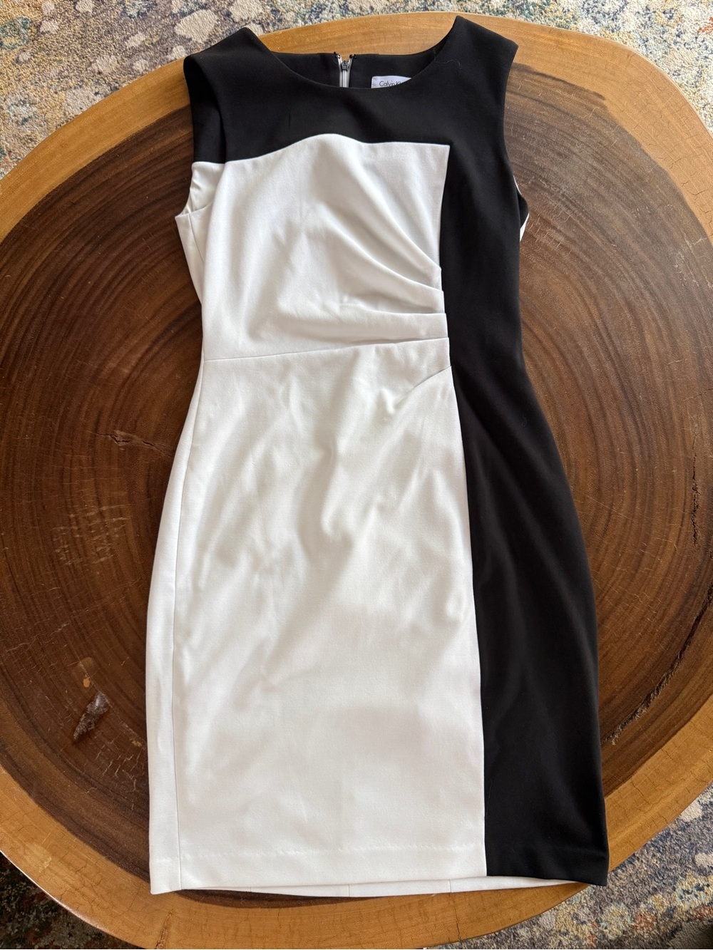 Calvin Klein Black and White Colorblock Sheath Dress